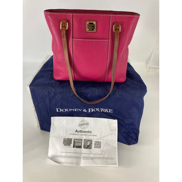 DOONEY & BOURKE MEDIUM SIZE PINK PEBBLED LEATHER SHOULDER BAG - Picture 2 of 16